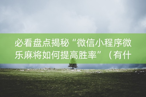 必看盘点揭秘“微信小程序微乐麻将如何提高胜率”（有什么诀窍)
