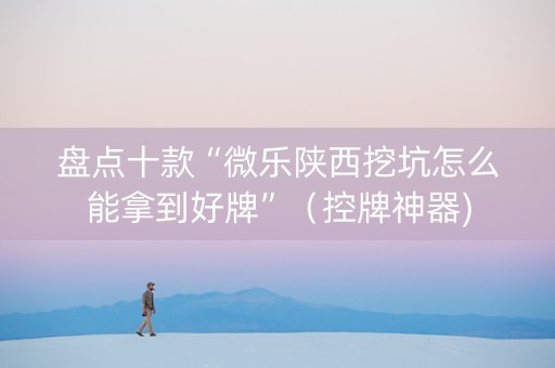 盘点十款“微乐陕西挖坑怎么能拿到好牌”（控牌神器)