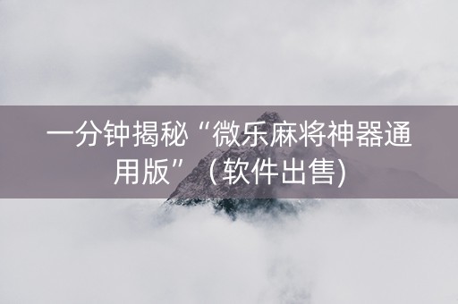 一分钟揭秘“微乐麻将神器通用版”（软件出售)