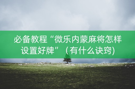 必备教程“微乐内蒙麻将怎样设置好牌”（有什么诀窍)