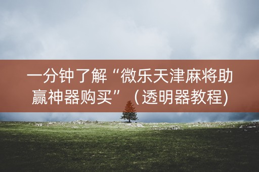 一分钟了解“微乐天津麻将助赢神器购买”（透明器教程)