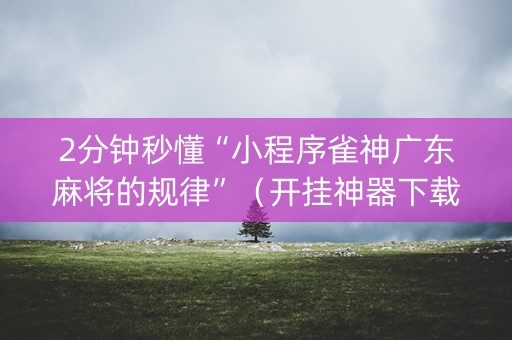 2分钟秒懂“小程序雀神广东麻将的规律”（开挂神器下载)