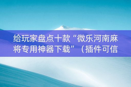 给玩家盘点十款“微乐河南麻将专用神器下载”（插件可信吗)