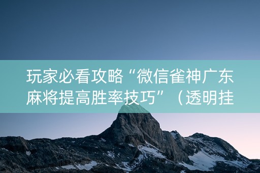 玩家必看攻略“微信雀神广东麻将提高胜率技巧”（透明挂辅助器)