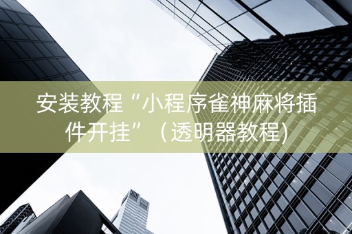 安装教程“小程序雀神麻将插件开挂”（透明器教程)