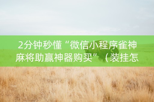 2分钟秒懂“微信小程序雀神麻将助赢神器购买”（装挂怎么安装)