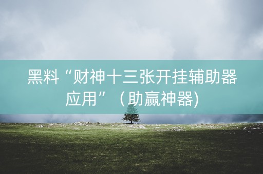 黑料“财神十三张开挂辅助器应用”（助赢神器)