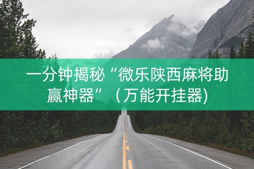 一分钟揭秘“微乐陕西麻将助赢神器”（万能开挂器)
