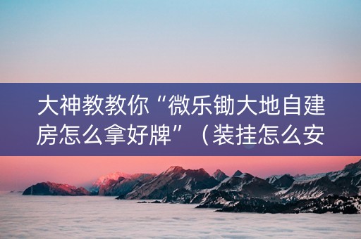 大神教教你“微乐锄大地自建房怎么拿好牌”（装挂怎么安装)