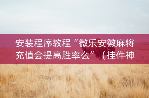 安装程序教程“微乐安徽麻将充值会提高胜率么”（挂件神器)