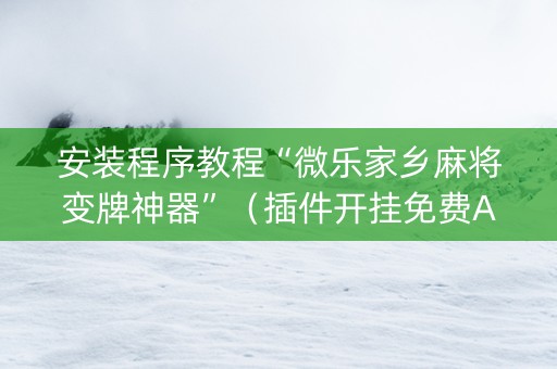 安装程序教程“微乐家乡麻将变牌神器”（插件开挂免费AI)