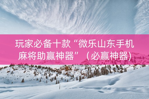 玩家必备十款“微乐山东手机麻将助赢神器”（必赢神器)