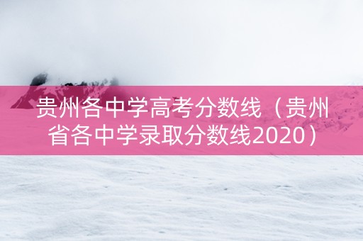 贵州各中学高考分数线（贵州省各中学录取分数线2020）