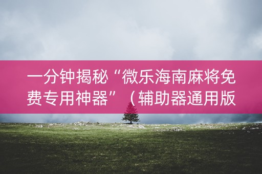 一分钟揭秘“微乐海南麻将免费专用神器”（辅助器通用版)