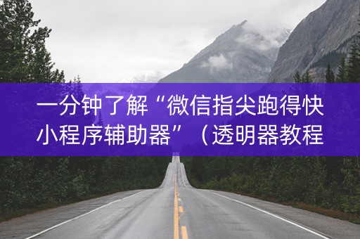 一分钟了解“微信指尖跑得快小程序辅助器”（透明器教程)