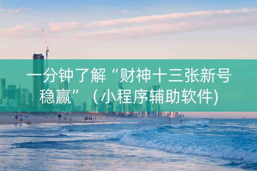 一分钟了解“财神十三张新号稳赢”（小程序辅助软件)