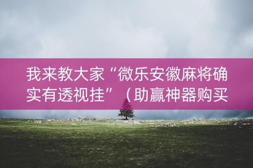 我来教大家“微乐安徽麻将确实有透视挂”（助赢神器购买)