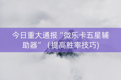 今日重大通报“微乐卡五星辅助器”（提高胜率技巧)