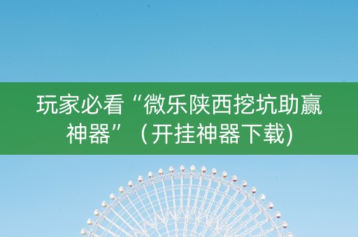 玩家必看“微乐陕西挖坑助赢神器”（开挂神器下载)