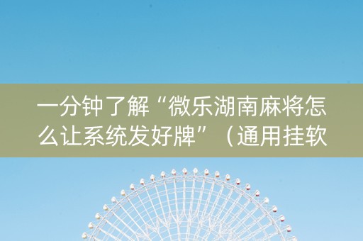 一分钟了解“微乐湖南麻将怎么让系统发好牌”（通用挂软件多少钱)