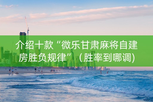 介绍十款“微乐甘肃麻将自建房胜负规律”（胜率到哪调)