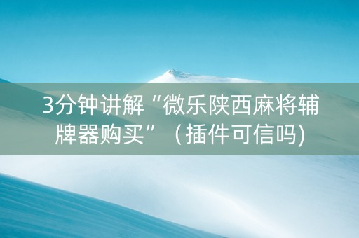 3分钟讲解“微乐陕西麻将辅牌器购买”（插件可信吗)
