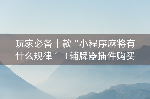 玩家必备十款“小程序麻将有什么规律”（辅牌器插件购买)