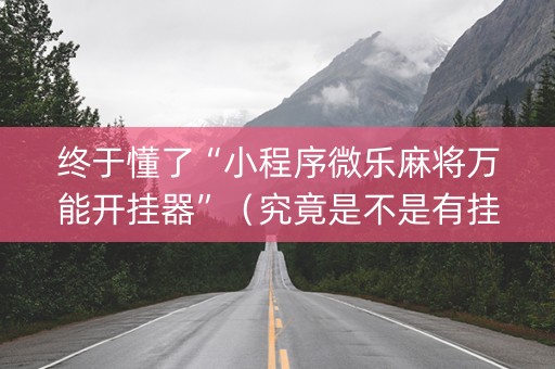 终于懂了“小程序微乐麻将万能开挂器”（究竟是不是有挂)