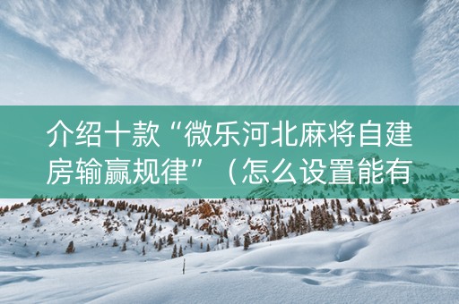 介绍十款“微乐河北麻将自建房输赢规律”（怎么设置能有好牌)