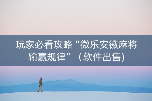 玩家必看攻略“微乐安徽麻将输赢规律”（软件出售)