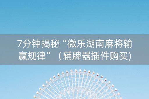 7分钟揭秘“微乐湖南麻将输赢规律”（辅牌器插件购买)
