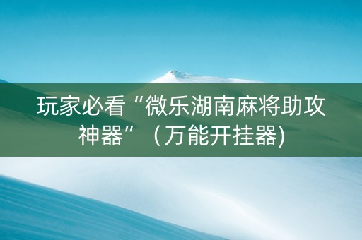 玩家必看“微乐湖南麻将助攻神器”（万能开挂器)