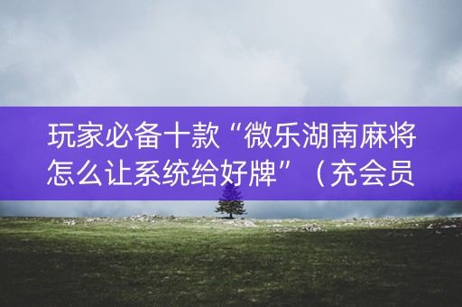 玩家必备十款“微乐湖南麻将怎么让系统给好牌”（充会员胜率高)