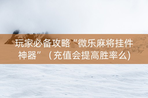 玩家必备攻略“微乐麻将挂件神器”（充值会提高胜率么)