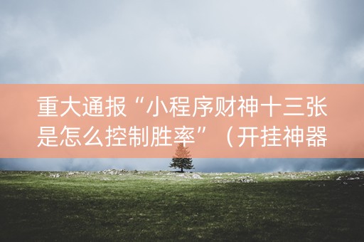重大通报“小程序财神十三张是怎么控制胜率”（开挂神器下载)