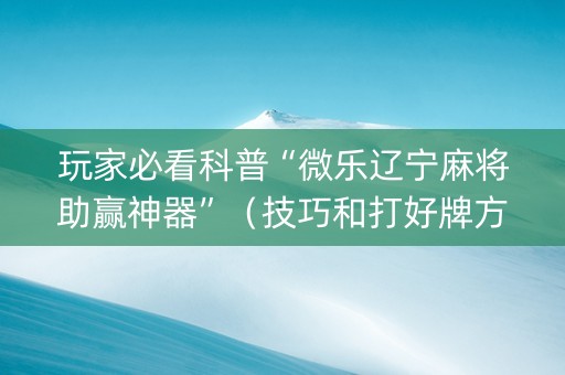 玩家必看科普“微乐辽宁麻将助赢神器”（技巧和打好牌方法)