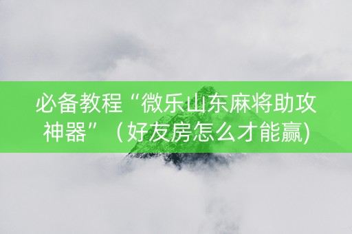 必备教程“微乐山东麻将助攻神器”（好友房怎么才能赢)