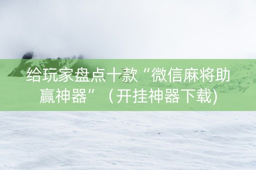 给玩家盘点十款“微信麻将助赢神器”（开挂神器下载)