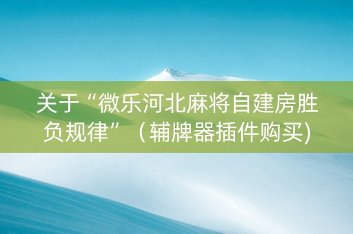 关于“微乐河北麻将自建房胜负规律”（辅牌器插件购买)