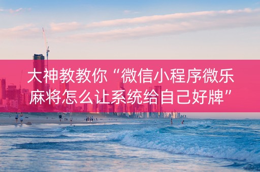 大神教教你“微信小程序微乐麻将怎么让系统给自己好牌”（开挂辅助器脚本)