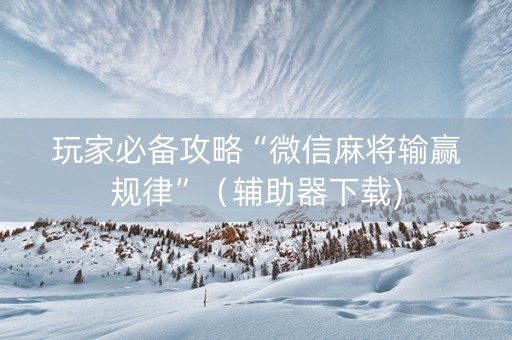 玩家必备攻略“微信麻将输赢规律”（辅助器下载)
