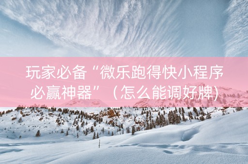 玩家必备“微乐跑得快小程序必赢神器”（怎么能调好牌)