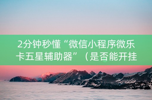 2分钟秒懂“微信小程序微乐卡五星辅助器”（是否能开挂)