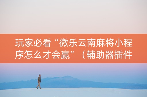 玩家必看“微乐云南麻将小程序怎么才会赢”（辅助器插件)