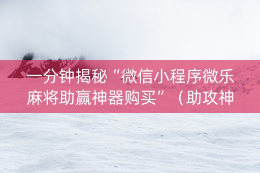 一分钟揭秘“微信小程序微乐麻将助赢神器购买”（助攻神器)