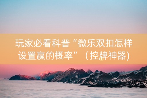 玩家必看科普“微乐双扣怎样设置赢的概率”（控牌神器)