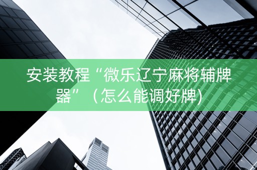 安装教程“微乐辽宁麻将辅牌器”（怎么能调好牌)