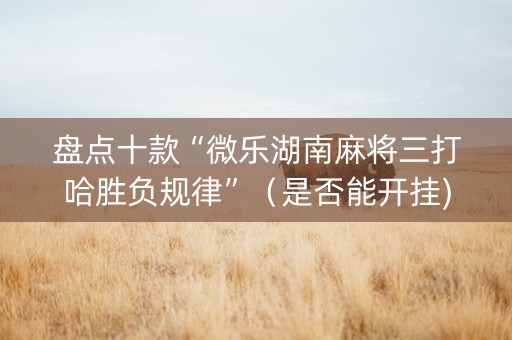 盘点十款“微乐湖南麻将三打哈胜负规律”（是否能开挂)