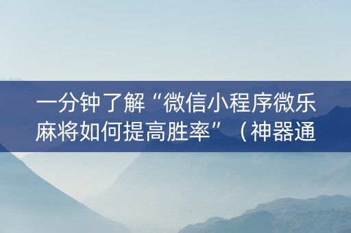一分钟了解“微信小程序微乐麻将如何提高胜率”（神器通用版)