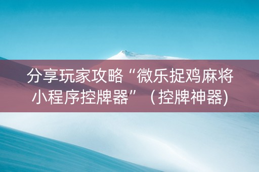 分享玩家攻略“微乐捉鸡麻将小程序控牌器”（控牌神器)
